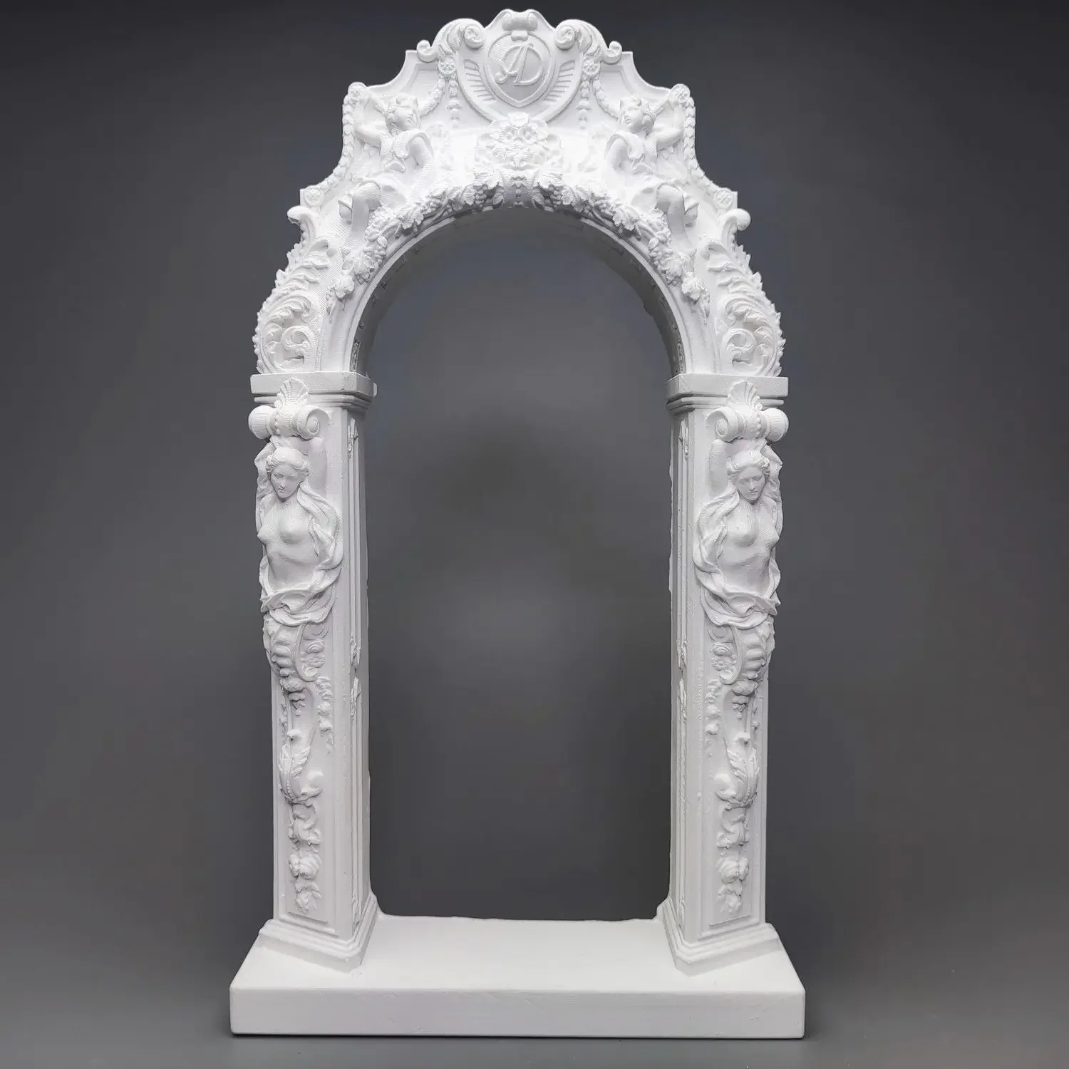 European Rococo Style goddess Archway Plaster Statue Sketch Set Structure Art Architecture Sculpture Ornament