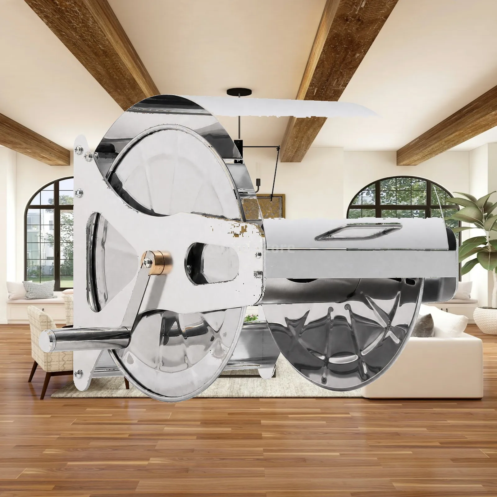 Hand Crank Hose Reel Cart Metal Outdoor Water Hose Storage Stand for Garden Yard Organization