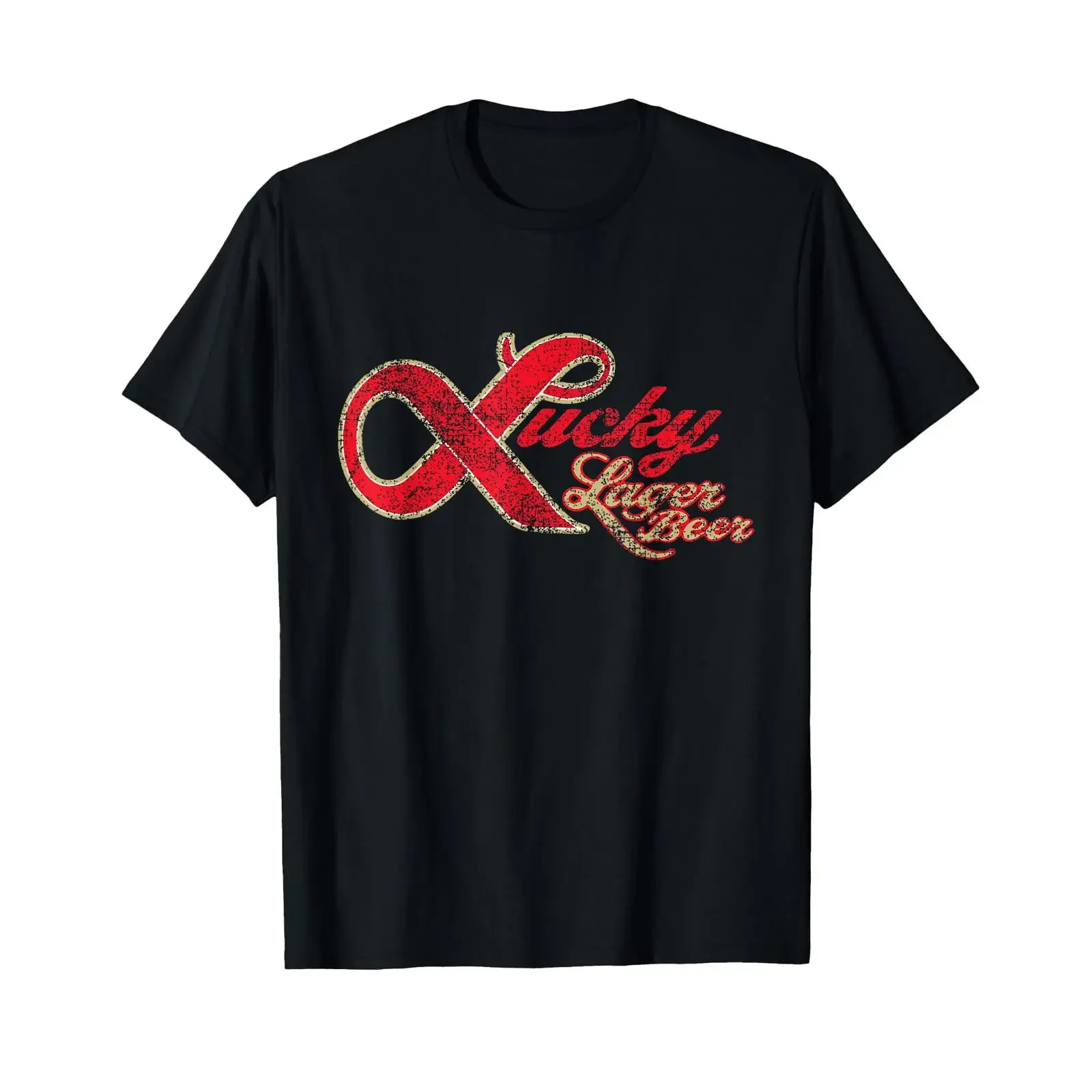 Lucky Lager Beer Vintage Style Logo T Shirt vintage Washed Stretched fashion Comfortable Slightly Stylish graphic Casual Soft
