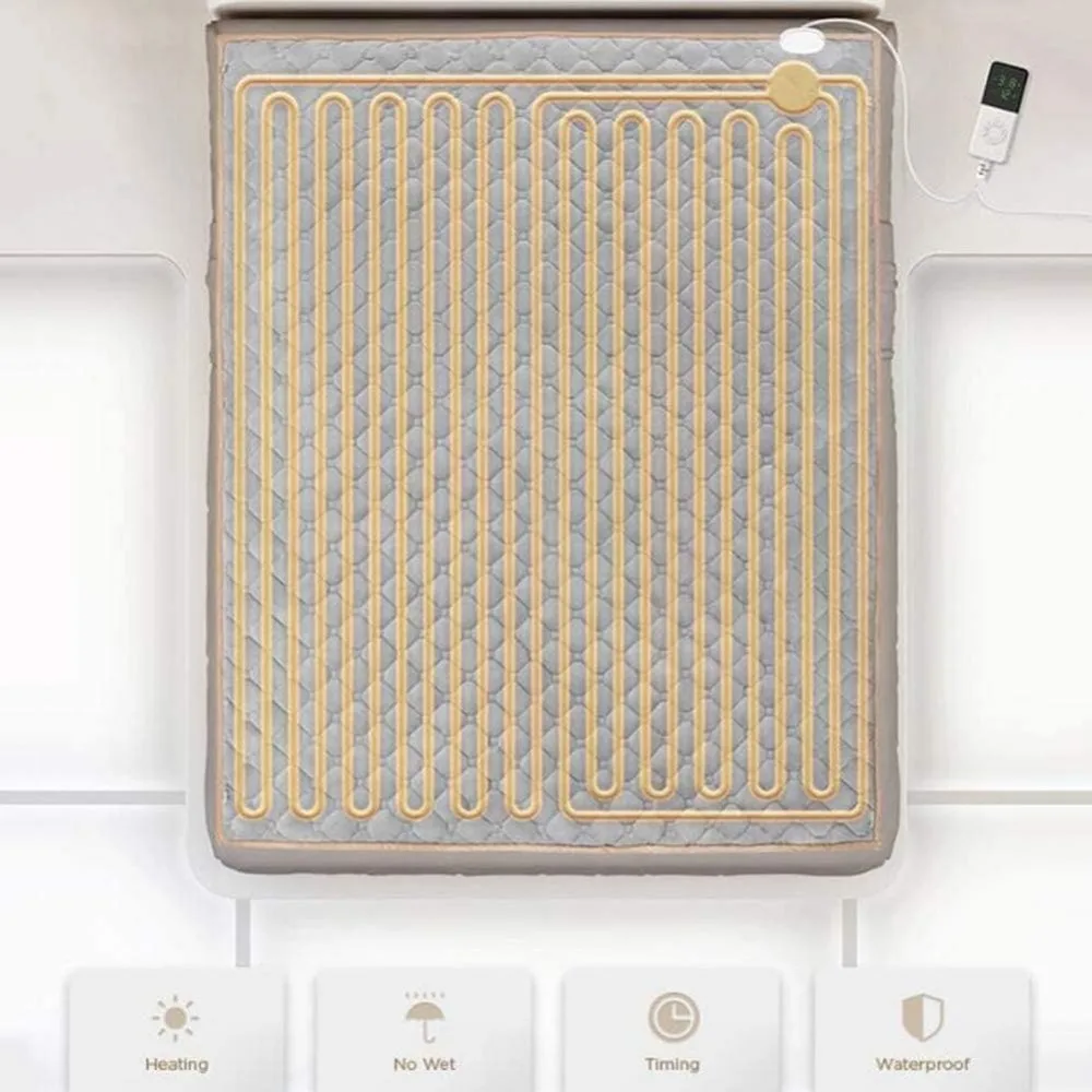 بطانية كهربائية مع مؤقت قابل للتعديل 1-12 ساعة و9 مستويات اختيارية، وبطانية تسخين كهربائي ورؤية عن بعد (رمادي 150 * 80c)