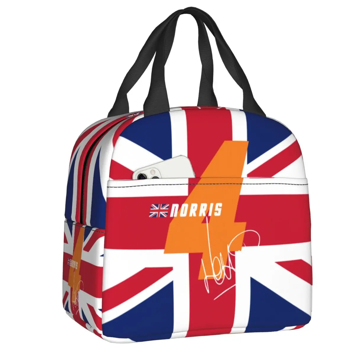 Custom L-Lando Norris Motorcycle Racing Lunch Bag Portable Cooler Thermal Insulated Lunch Box Picnic Travel Food Tote Bags