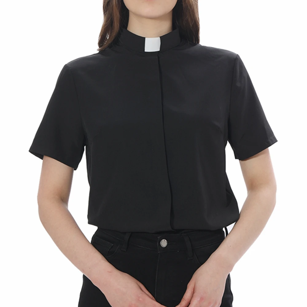 Priest Shirt Uniform for Women Clergy Tab Collar Catholic Church Pastor Costume