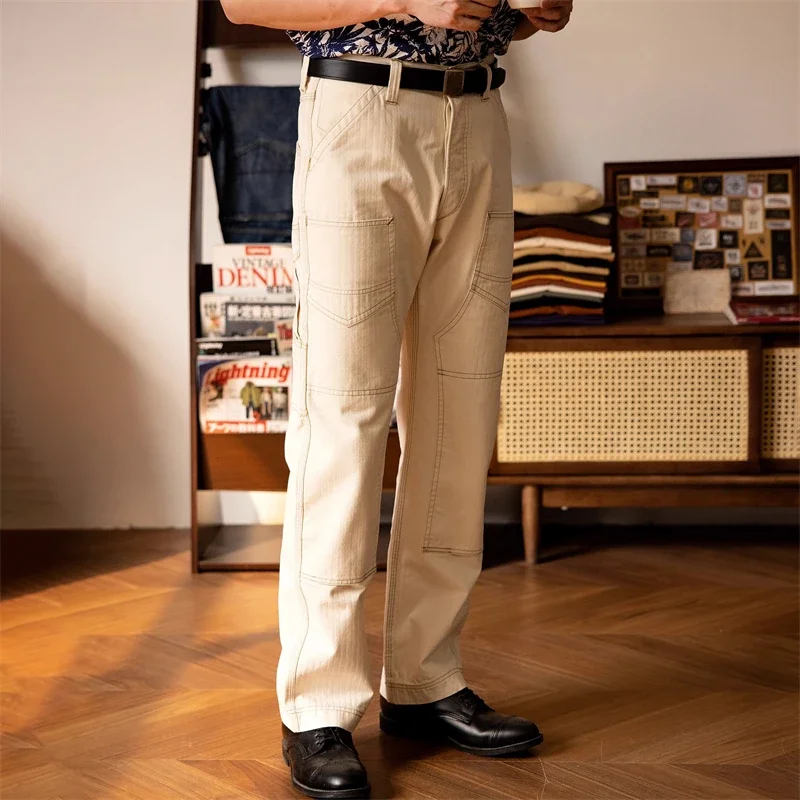 

2025 Red Tornado Derrickman Chinos Vintage Workwear Style Double-Knee Motorcycle Pants