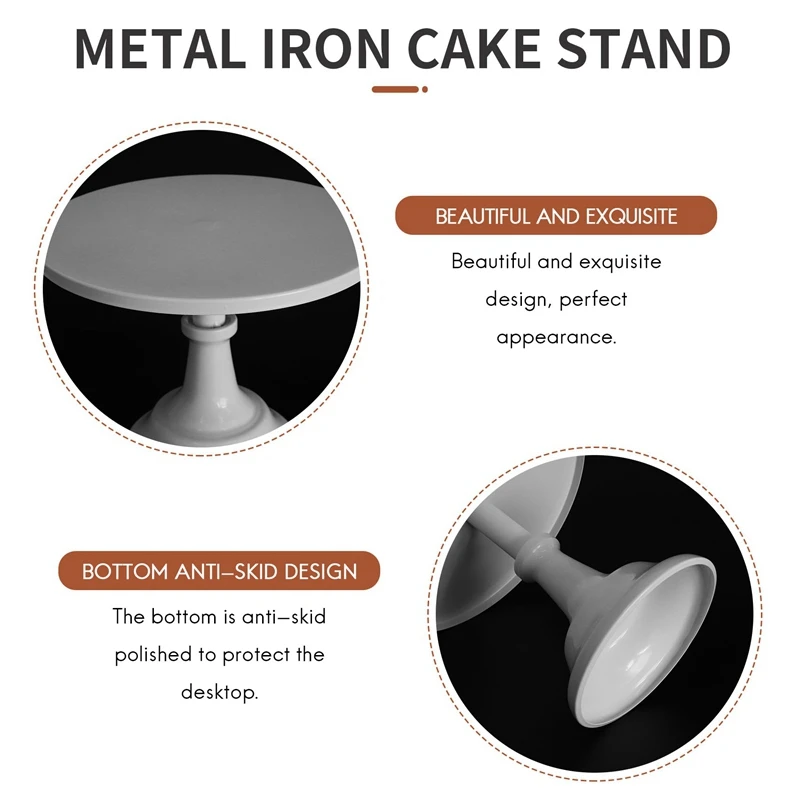 New Metal Iron Cake Stand Round Pedestal Dessert Holder Cupcake Display Rack Bakeware White Birthday Wedding Party Decoration