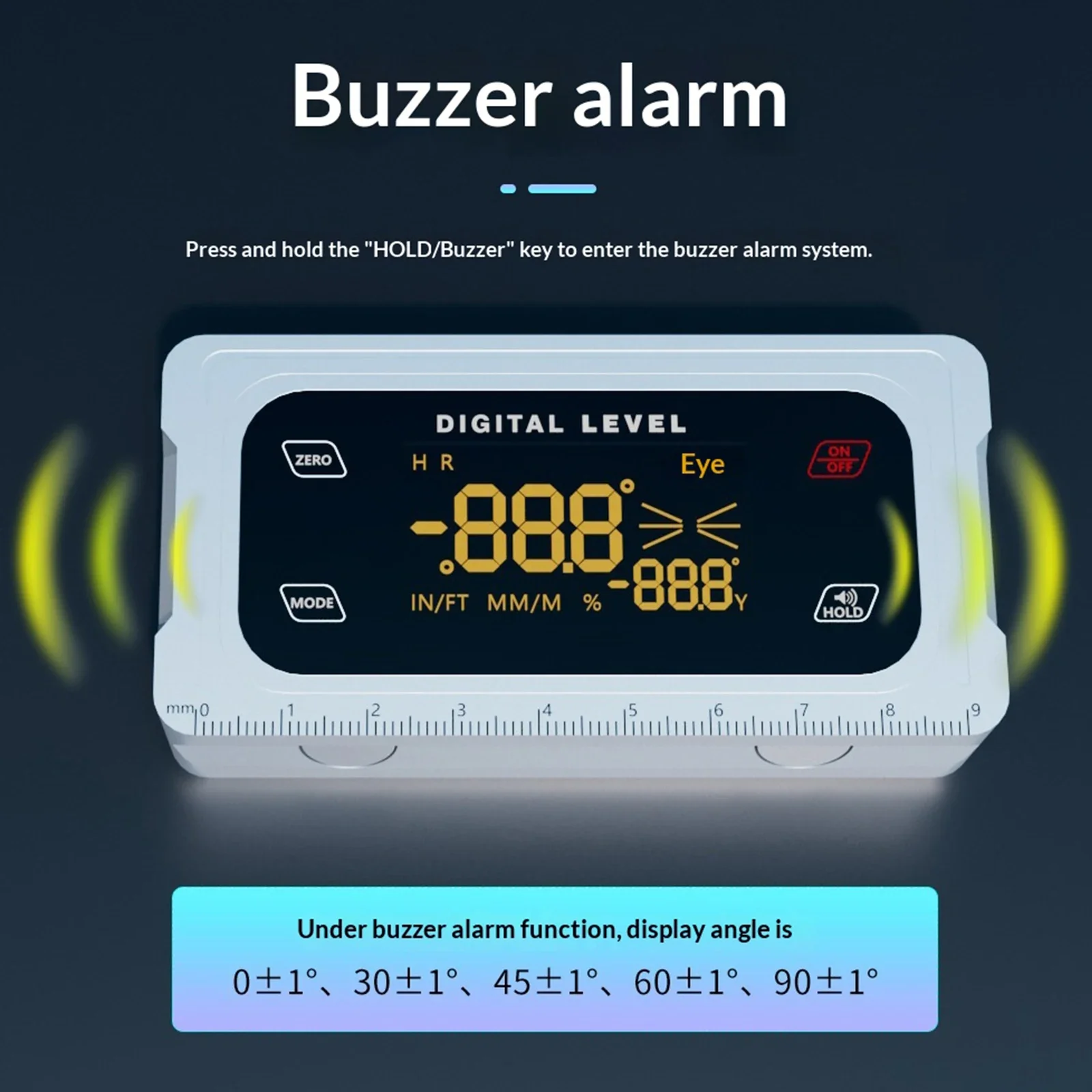 Touch Screen Dual-Axis Inclinometer Digital Angle Finder Protractor V-Groove Magnetic Base With Buzzer Alarm Digital Bevel Level