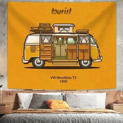 Adventure Camping Tapestry American Retro Background Cloth Car Travel Ins Hanging Dormitory Wall Decoration Cloth Room Tapestry
