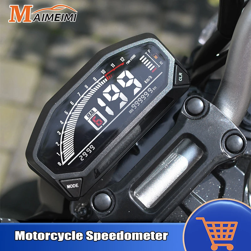 Digital Motorcycle Speedometer Dashboard Panel LCD Display Speed Meter Tachometer RPM Fuel Gauge Odometer For 1,2,4 Cylinders