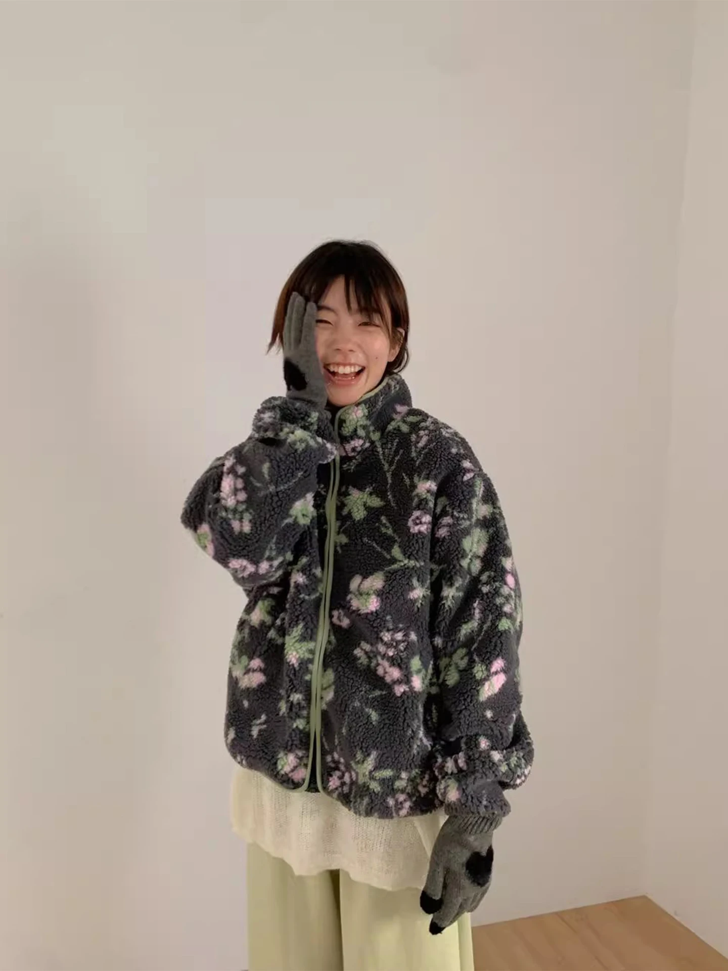 

Retro Floral Print Lamb Velvet Cotton Jaet Women's Loose Warm Winter New Sle Anti-Aging Cotton Clothes Korean Sle