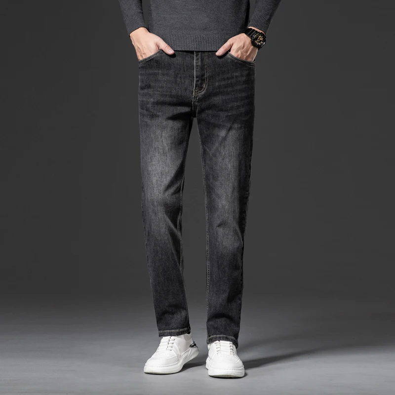 Autumn and winter men's loose straight leg  business casual big size jeans men clothing streetwear denim mens jeans