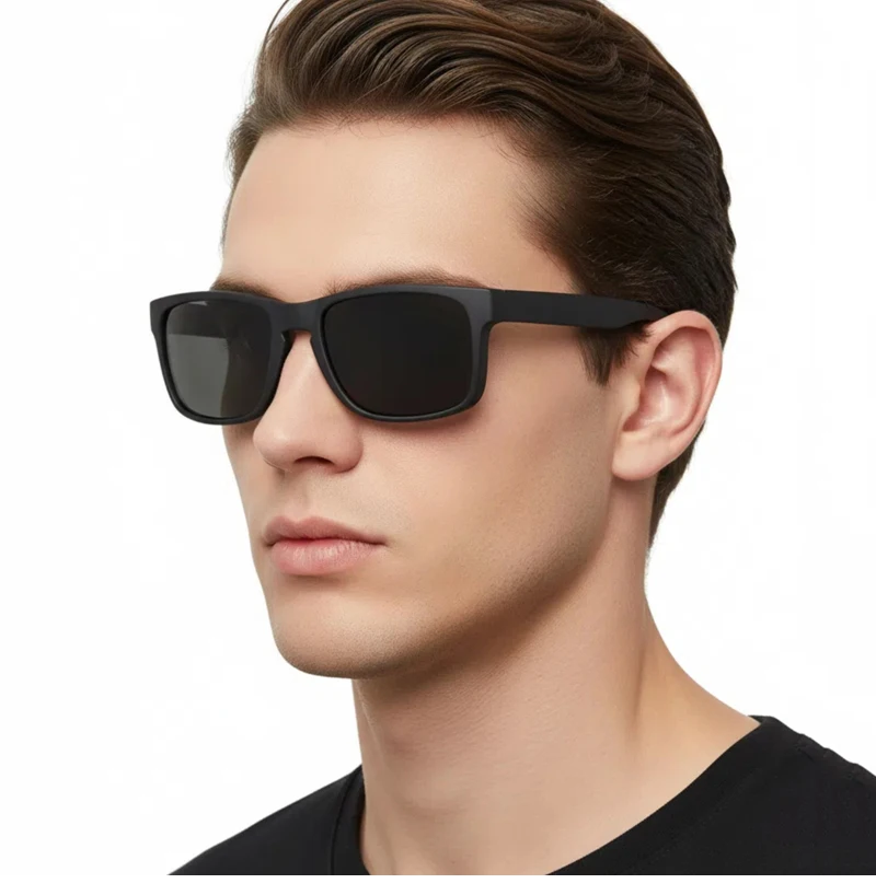 Klassische Fashion Square Polarisierte Sonnenbrille Männer Vintage Kunststoff Männliche Sonnenbrille Frauen Stilvolle Schwarz Outdoor Sport Shades UV400 – Detail 1