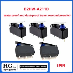 2-5PCS/Lot Original D2HW-A211D 3PIN sealed waterproof dust key Light touch switch Automotive micromotion with handle 3 pins