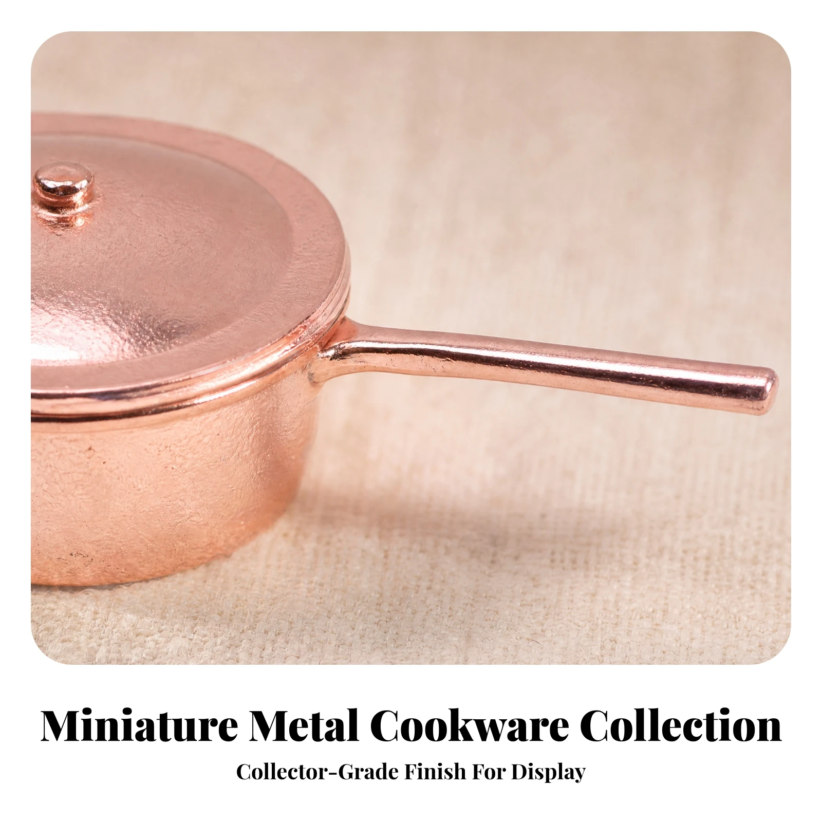 3 Pieces Copper-Toned Miniature Cookware Set Cute Metal Dollhouse Pots with Lids Dollhouse Cooking Set Vivid for Diorama Makers