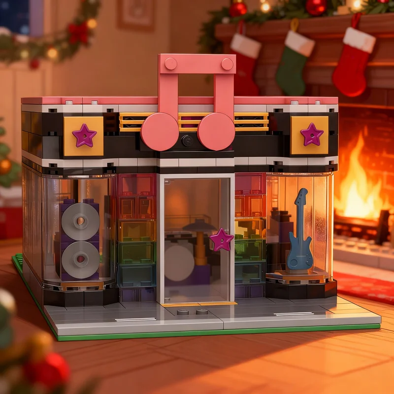 270개 MOC 모듈러 스트리트스케이프 뮤직샵 모델 빌딩 장난감 블록 크리스마스 선물 창의적 아이디어 교육용 브릭