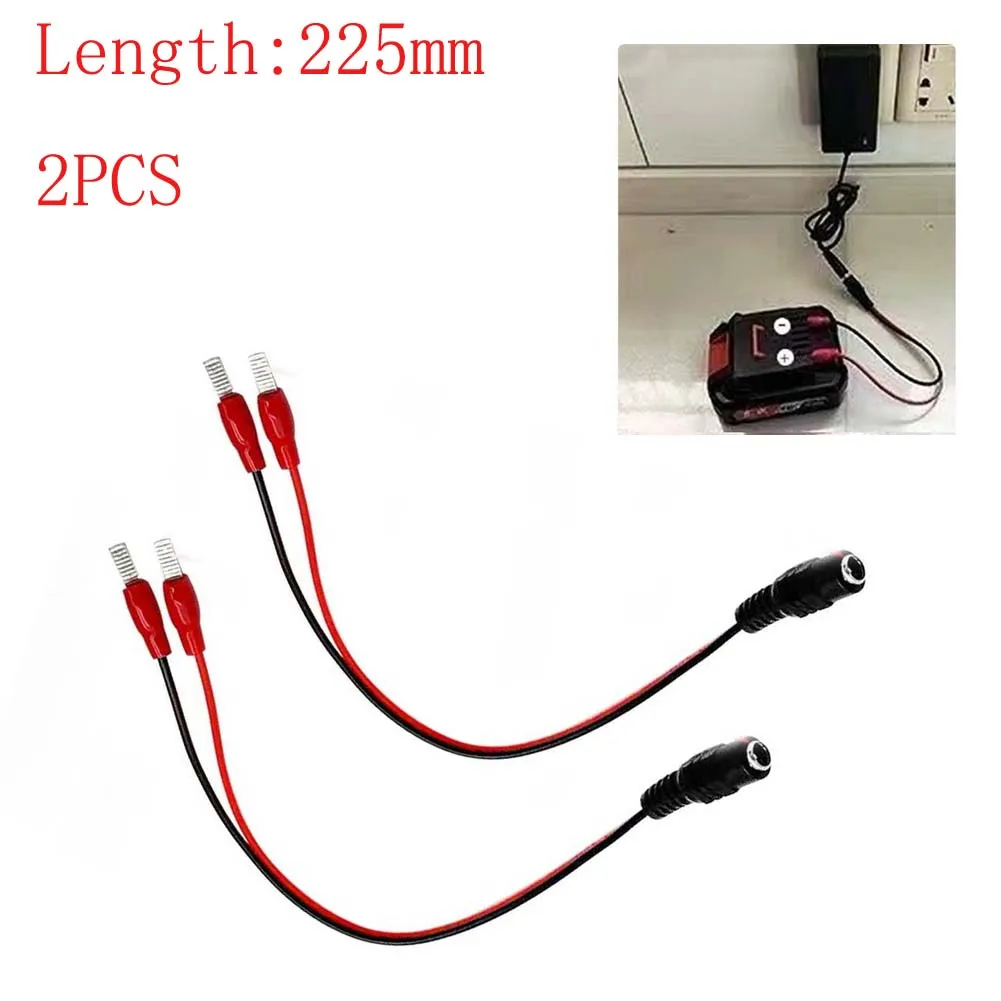 2pcs Power Tool Battery Charger Cable 5.2x2.1/5.5x2.5mm DC Connector Thickened Rubber Wire For Lithium Battery Charging