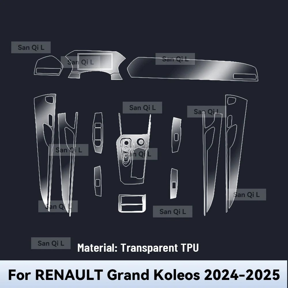 For Renault Grand KOLEOS 2025 Car Center Console Media Dashboard Navigation Transparent TPU Anti-scratch Protector Interior Film view 2