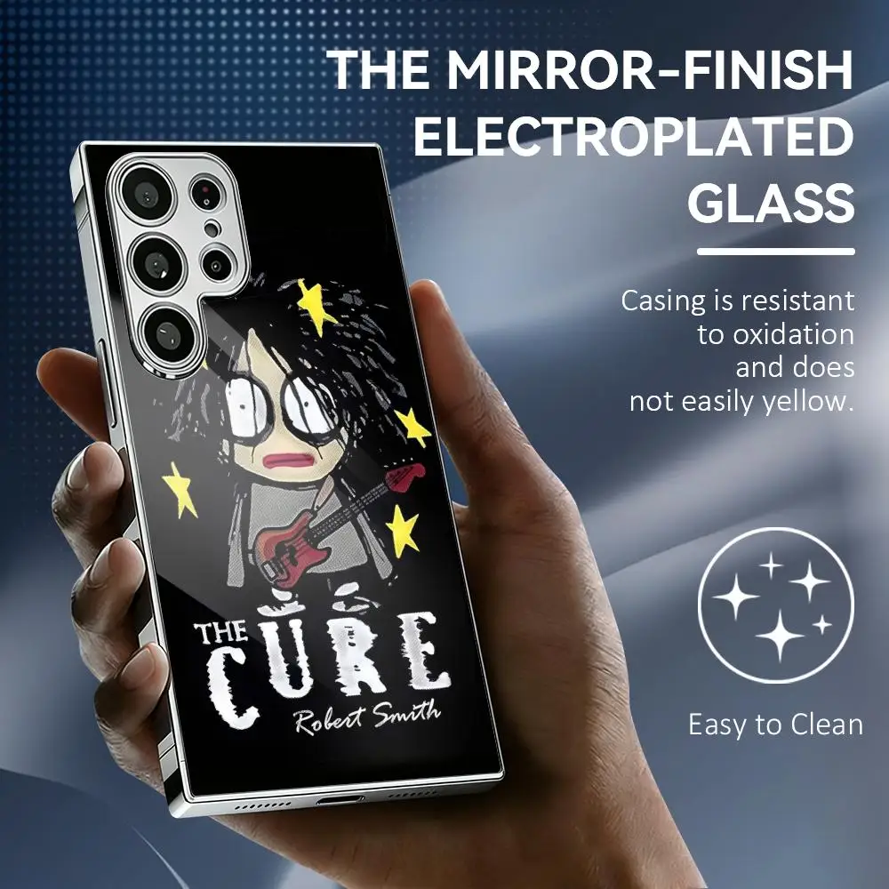 The C-Cure Band Phone Case For Samsung Galaxy S25 S24 S23 Ultra Electroplated Metal Frame Shockproof Cover Phone Case