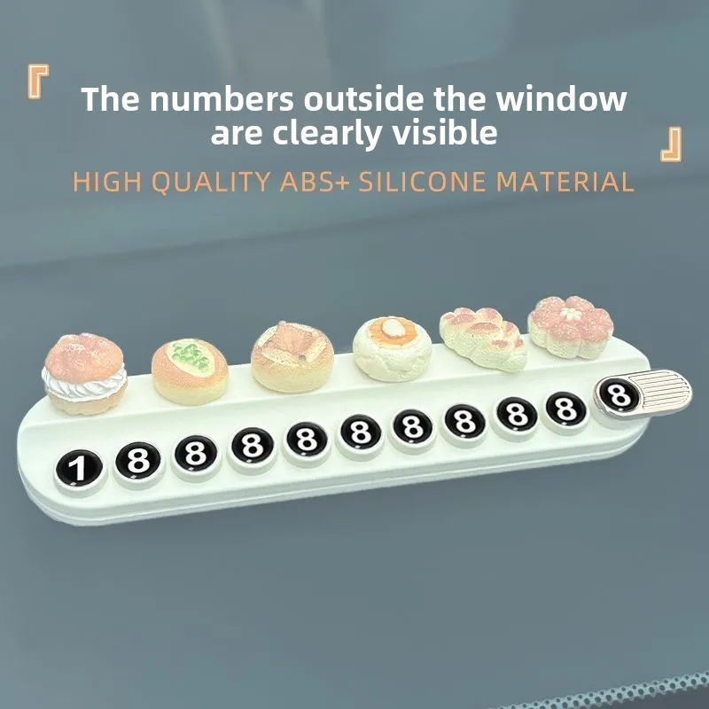 2025 ديكور داخلي جديد للسيارة لطيف الخبز نمط وقوف السيارات رقم الهاتف لوحة اكسسوارات السيارات