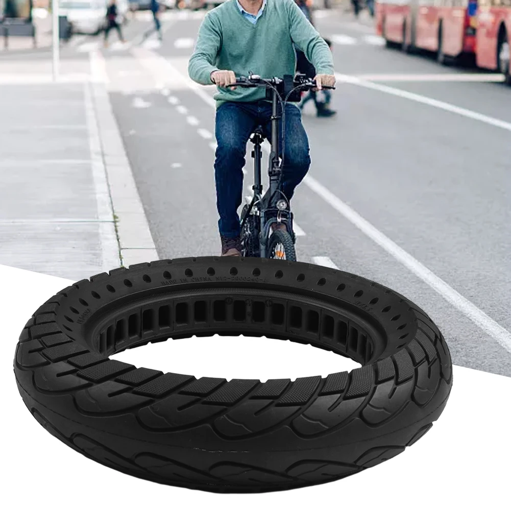 Electric Bicycle Accessory Puncture Resistant Black 12 Inch Solid Tire No Air Required Maintenance-free Enhanced Grip