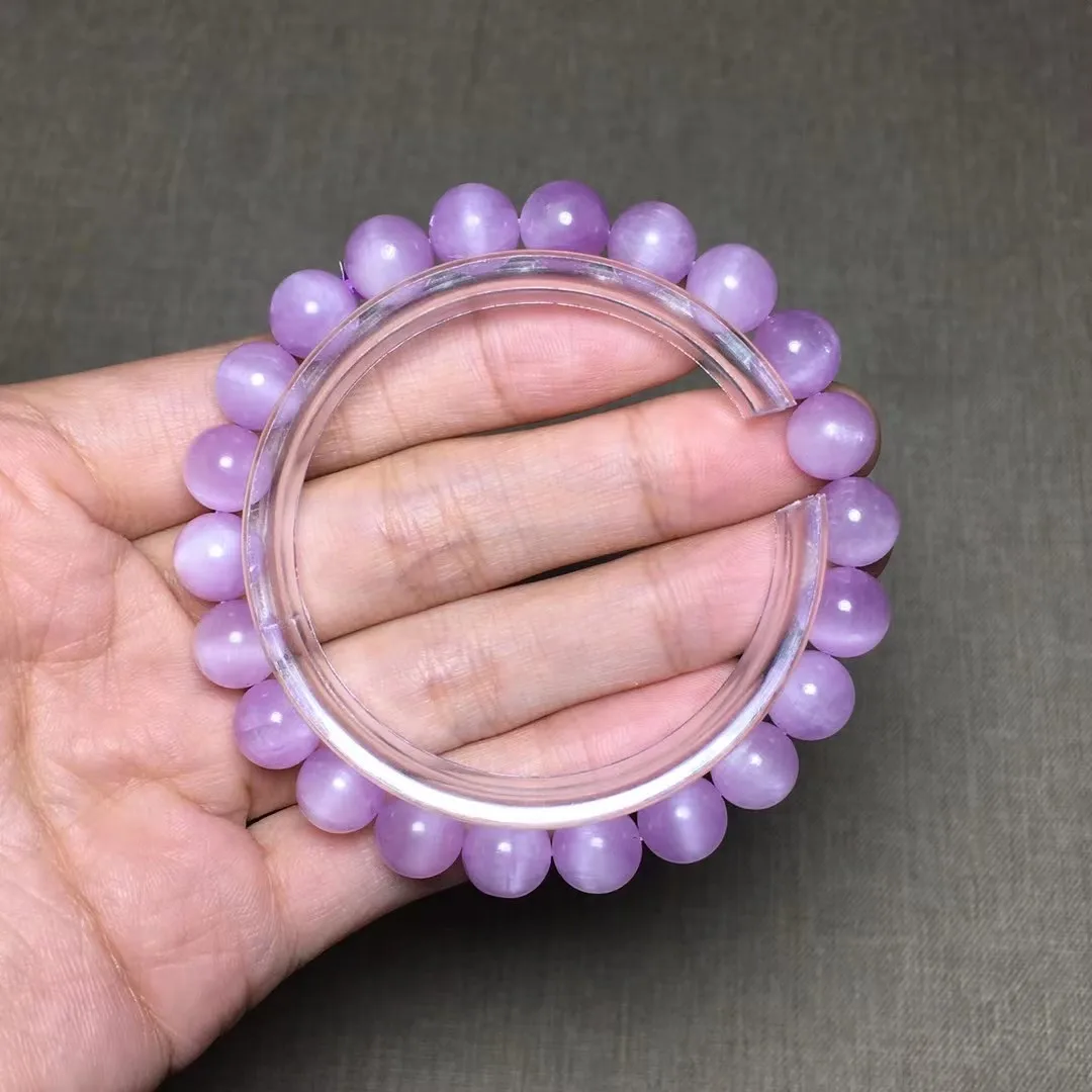 

8mm Natural Purple Kunzite Stone Bracelet For Women Lady Men Reiki Love Luck Gift Cat Eye Round Beads Strands Jewelry AAAAA