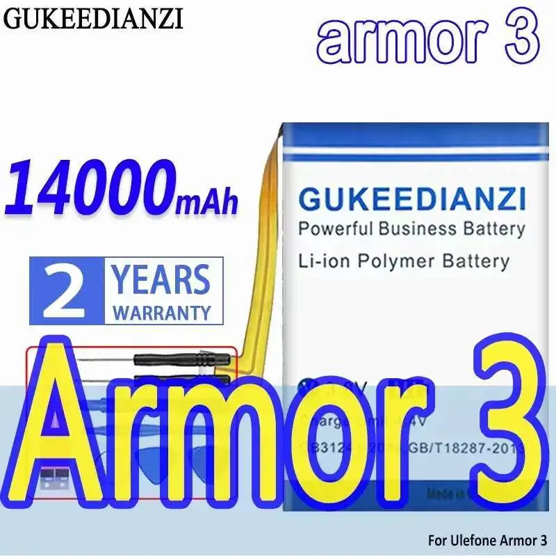 

Аккумулятор мобильного телефона емкостью 14000 мАч для Ulefone Armor 3, высокоэффективный