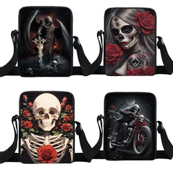 Mexico Skull Rose Crossbody Bag Holy Death Handbag Women Portable Shoulder Bags Phone Holder Skeleton Messenger Bags Gift