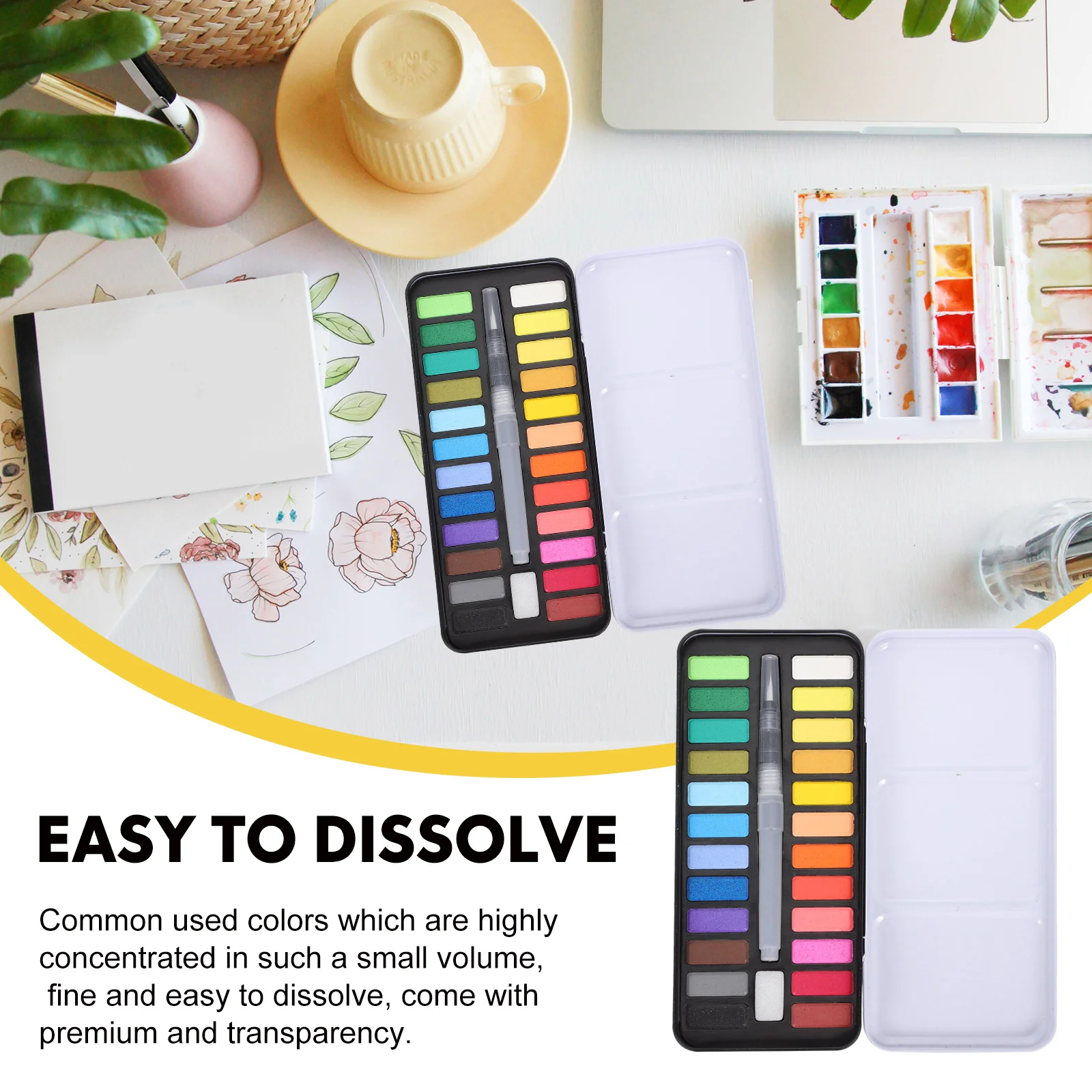 Multifunction Solid Watercolor Travel Iron Artist Paint Multi-function Gouache Kit