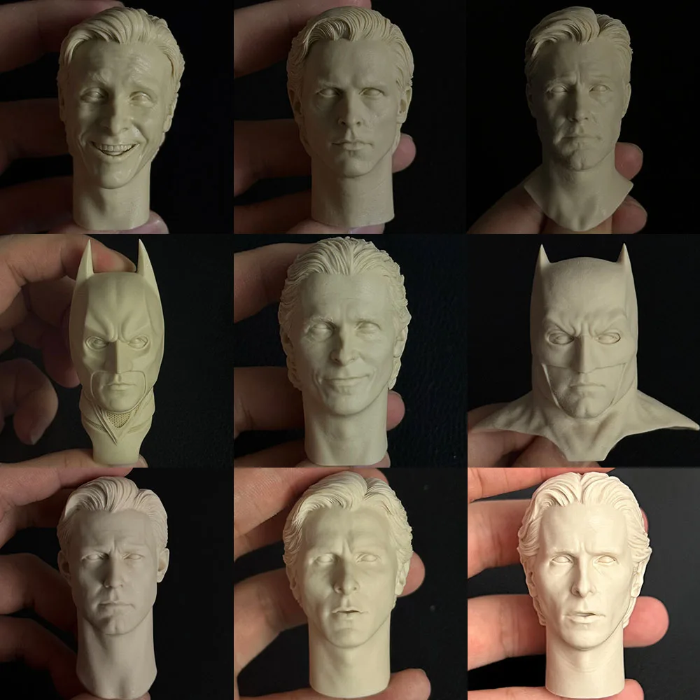 Modelo sem pintura de alta qualidade, escala 1/6, batman bluce wayne, fardo cristão, cabeça branca, modelo de escultura para figura de ação de 12 polegadas, faça você mesmo