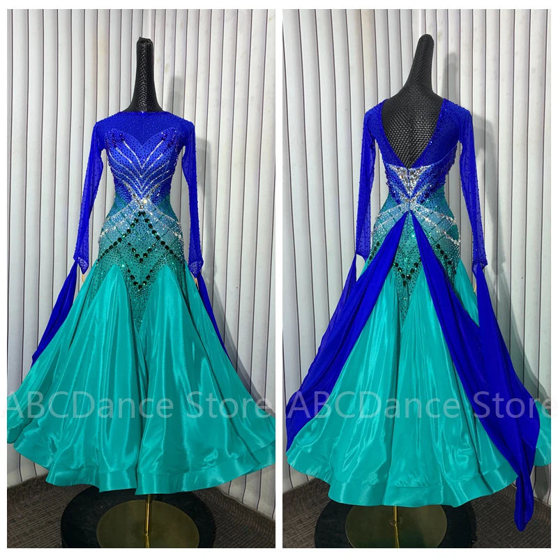 

green ballroom dress for Competition modern dance Costume ABCDance Store ballroom dance dress adult Standard Dance Dress
