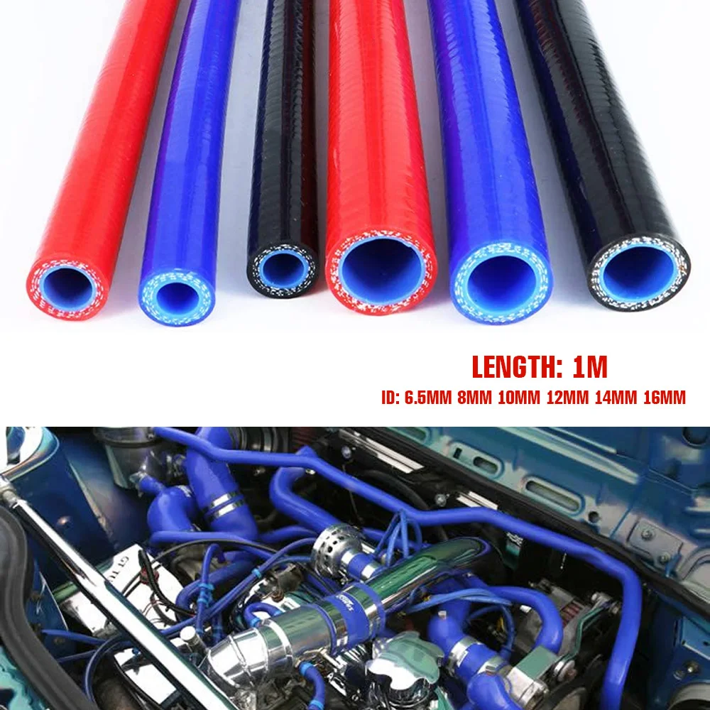 1M Silicone Straight Hose Coolant Intercooler Turbo Tube Air Intake Piping Water Hose Pipe ID 6.5mm 8mm  10mm 12mm 14mm 16mm