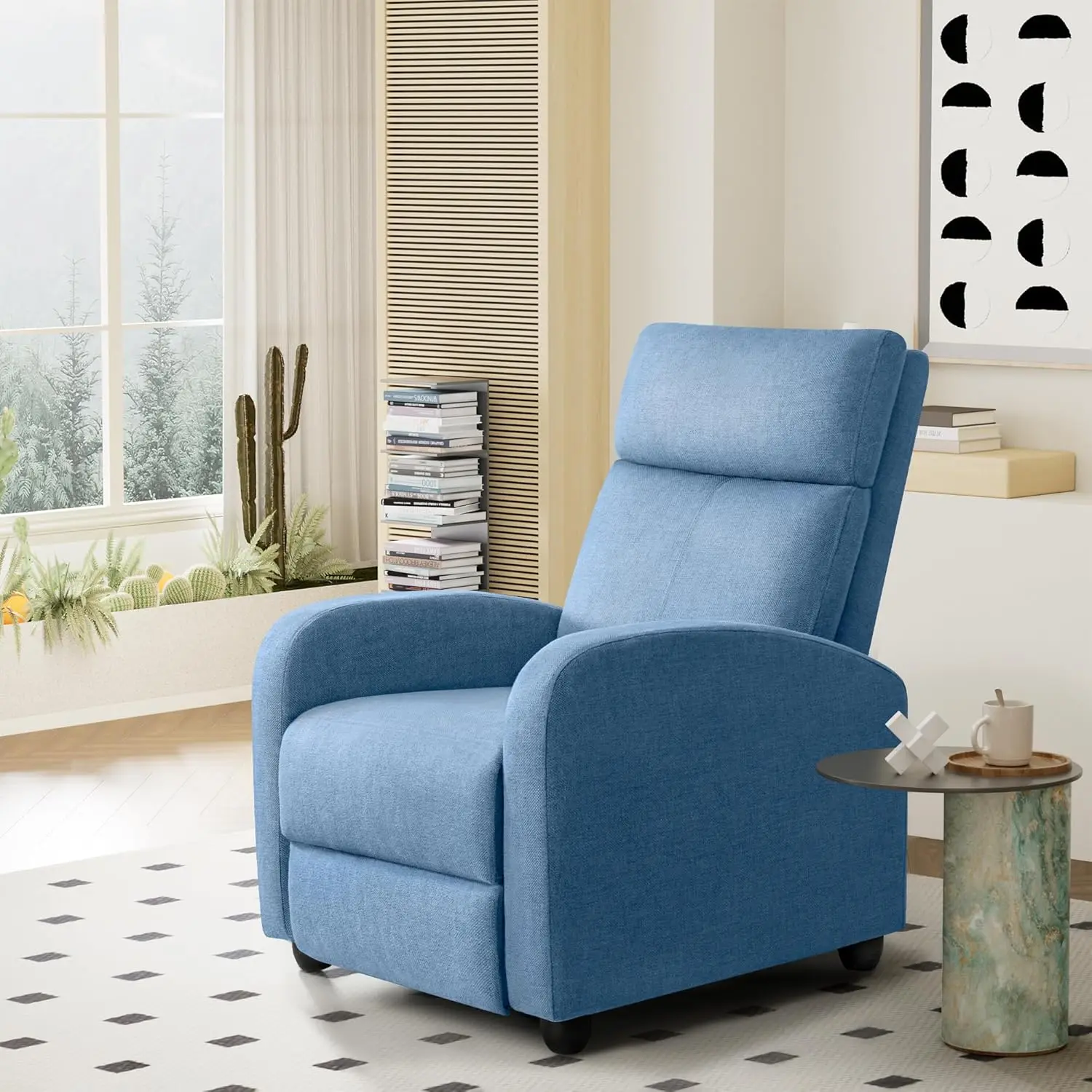 Chair for Living Room Adjustable Fabric Reclining Chair Home Theater Seating Modern Winback Single Sofa for Adults with Footrest