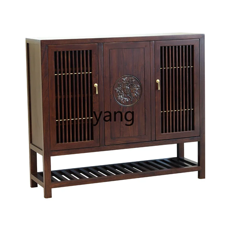 YHM new Chinese entrance shoe cabinet all solid wood entrance hall