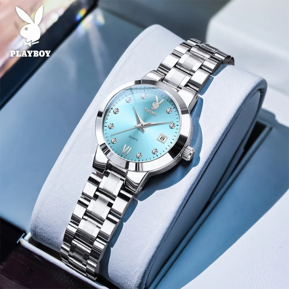

Часы PLAYBOY 3105, роскошные женские элегантные модные брендовые женские часы, водонепроницаемые кварцевые наручные часы из нержавеющей стали розового золота