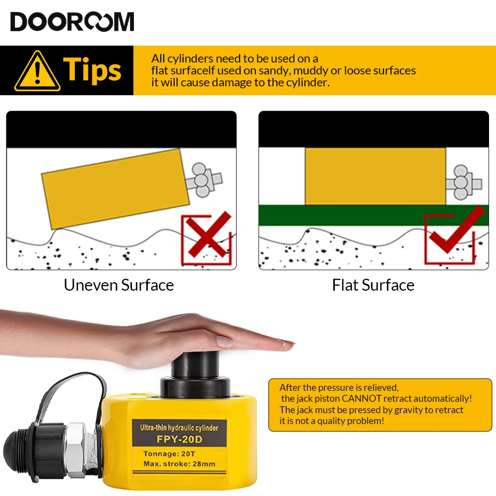 DOOROOM 10 20 100T Ultra thin multi section hydraulic jack Super Thin Type hydraulic cylinder DFPY Used with Hydraulic Pumps