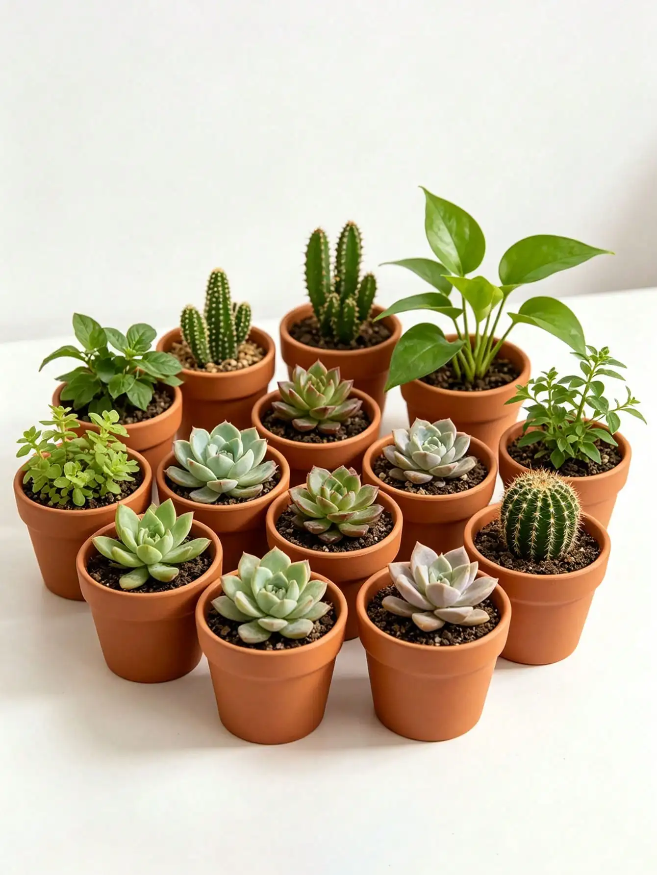 5pcs/Set Succulent Plant Pots, Faux Ceramic Thickened PP Seedling Pots With Drainage Holes, Mini Flower Pots For Cactus Bonsai Indoor Home Garden Decor, Multi-Color Optional