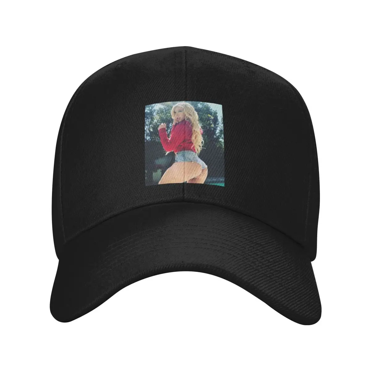

Kenzie Reeves is wearing jean shorts Baseball Cap Horse Hat birthday fun hats Bobble Hat Trucker Hats For Men Women's