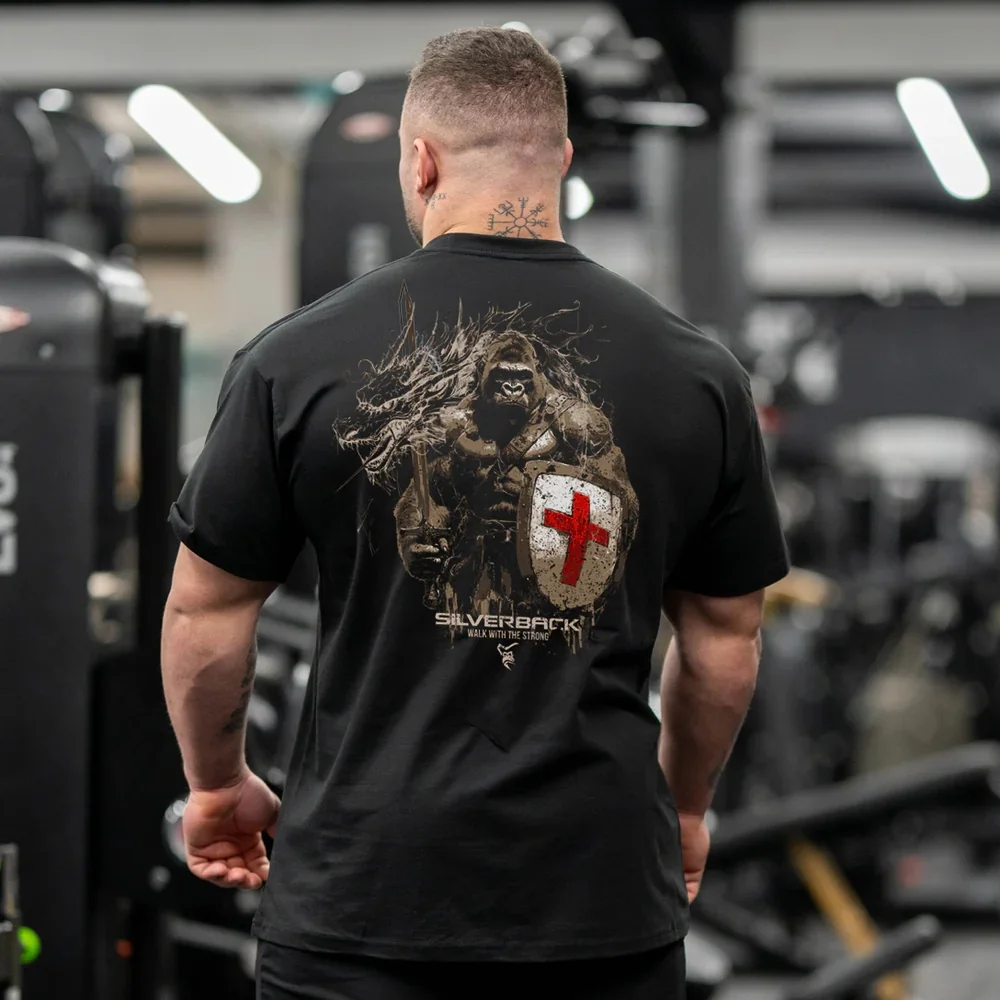 Фото Мужская футболка SILVERBACK Crusader, новые футболки для бодибилдинга, модная свободная и удобная одежда, рубашки для спортзала, бега, спортивная одежда
