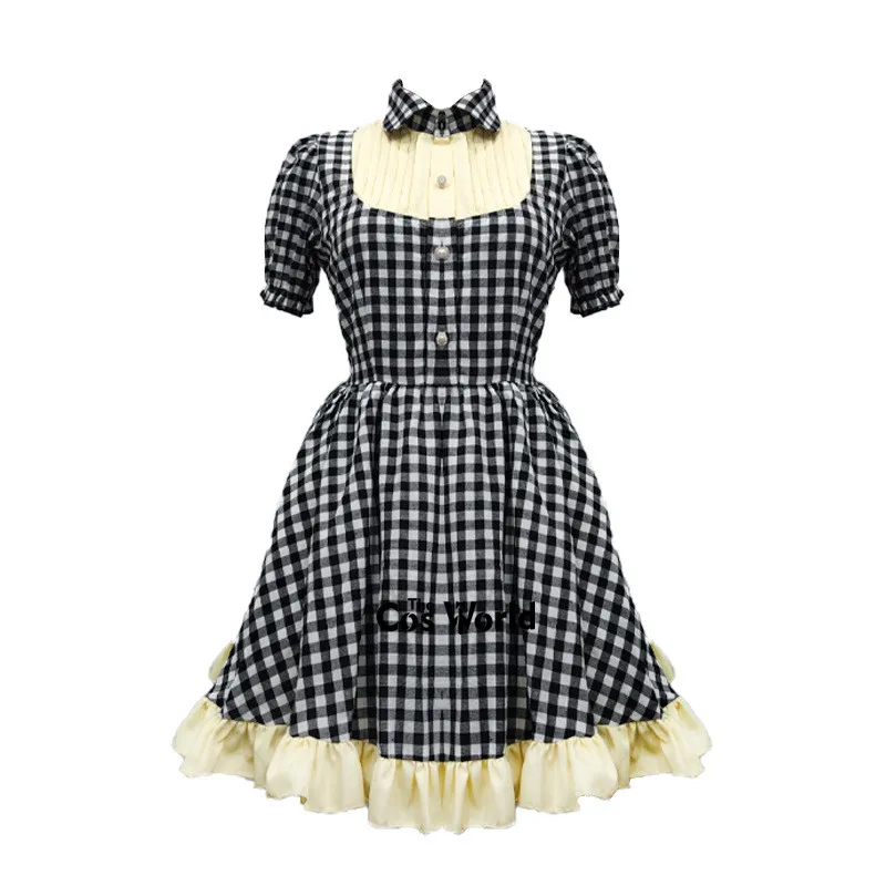 Japanischen Lolita Prinzessin Plaids Schürze Maid Kleid Uniform Haushälterin Magd Restaurant Outfits Anime Cosplay Kostüme