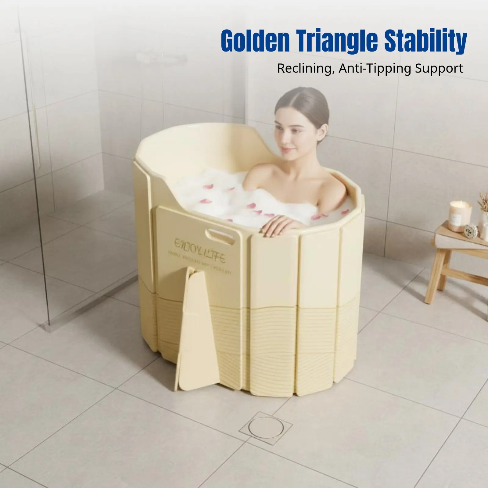 

Foldable Adult Bathtub, Thick High Deep Soaking Tub, No Installation Needed, Double Bath Barrel, PVC, Home Spa