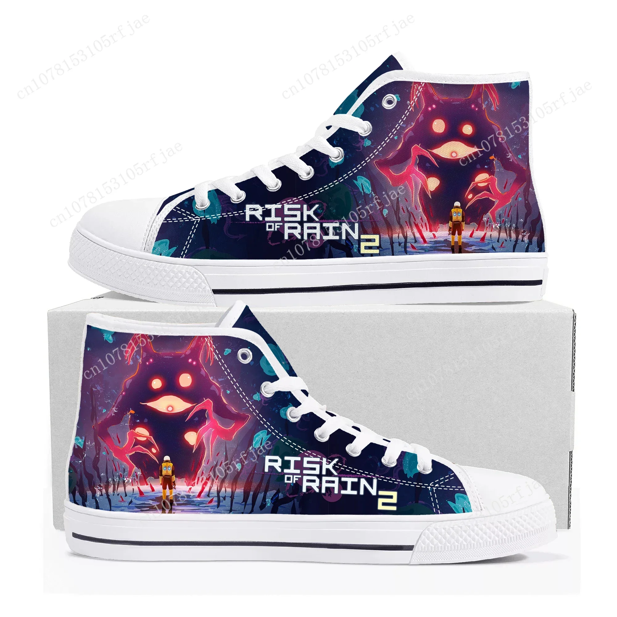 Risk of Rain 2 High Top Sneakers Cartoon Game Mens Womens Teenager High Quality Canvas Shoes Casual Fashion Tailor Made Sneaker
