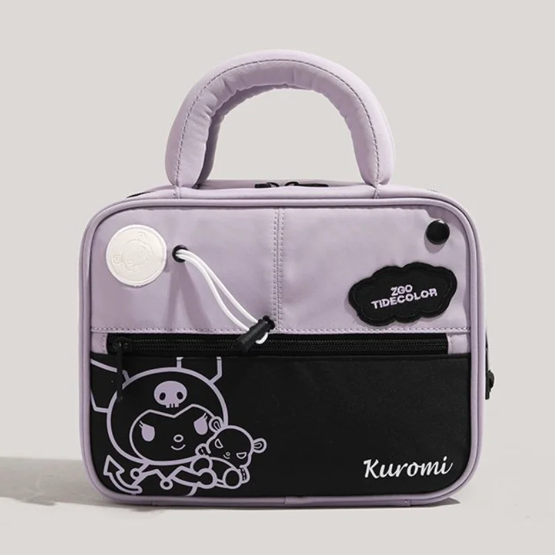 New Sanrio Hello Kitty Cosmetic Bag Kuromi Cute Cartoon Makeup Bag Large Capacity Portable Travel Storage Bag Woman Handbag Gift