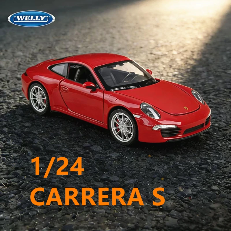 

WELLY 1:24 Porsche 911 Carrera S 991 Coupe, модель спортивного автомобиля из сплава, литая металлическая игрушечная машинка, имитационная модель автомобиля, подарок для детей