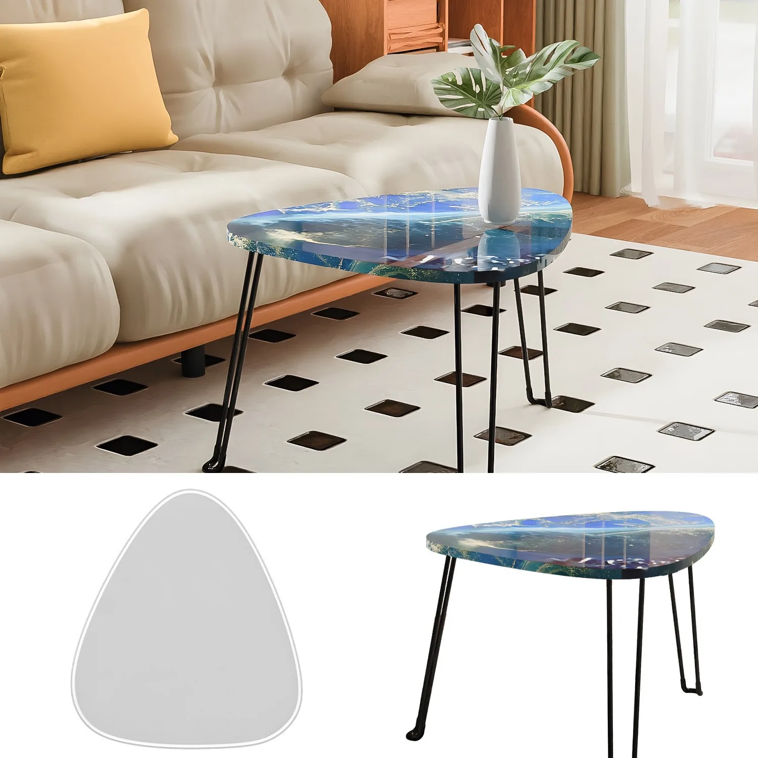 

1pc Triangular Silicone Mold For Large Desktop Coffee & Dining Table, Charcuterie Board - Modern DIY Resin Tray Craft Making