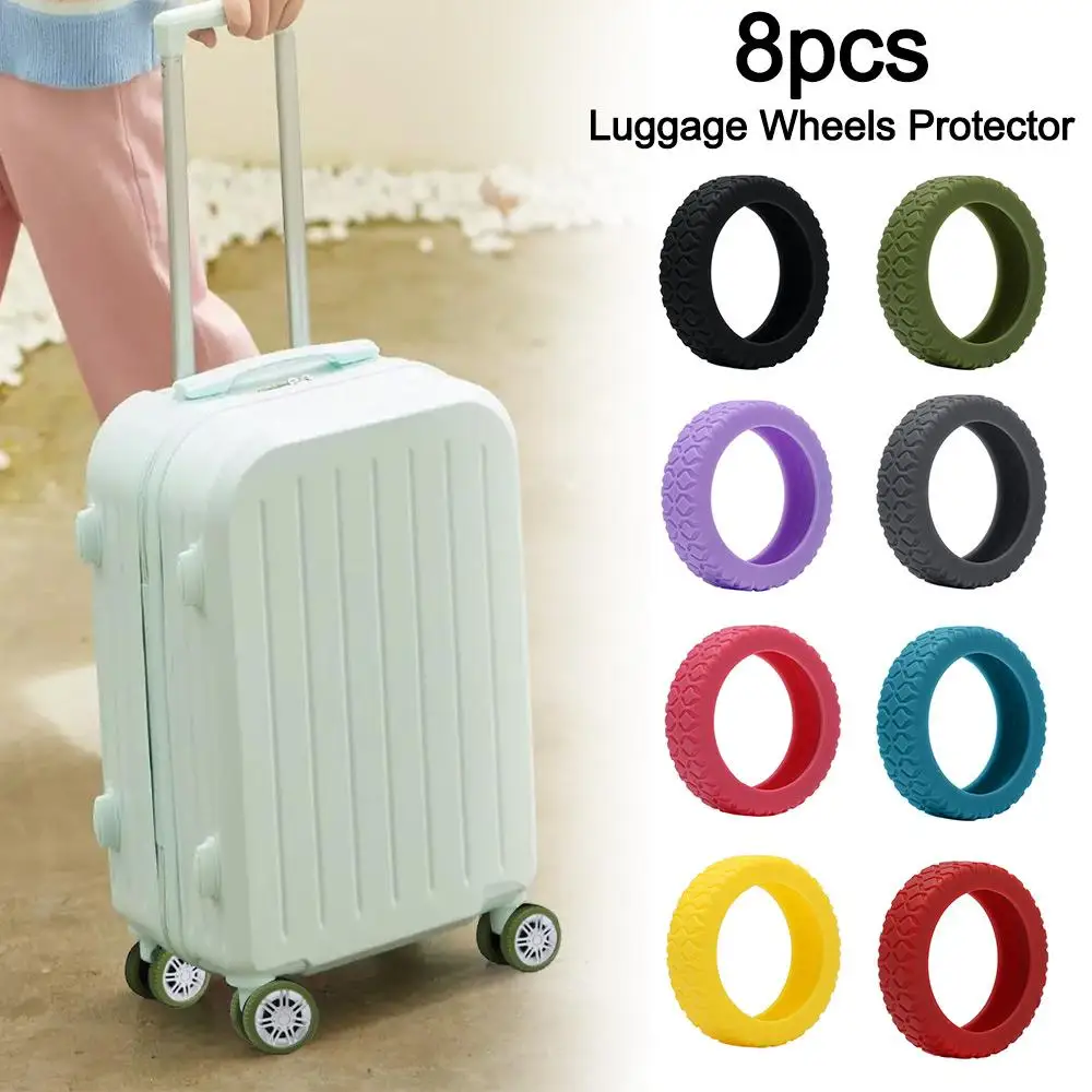 8pcs Luggage Caster Shoes Luggage Wheels Protector With Silent Sound 7Silicone Luggge Accessories Trolley Box Casters Cover