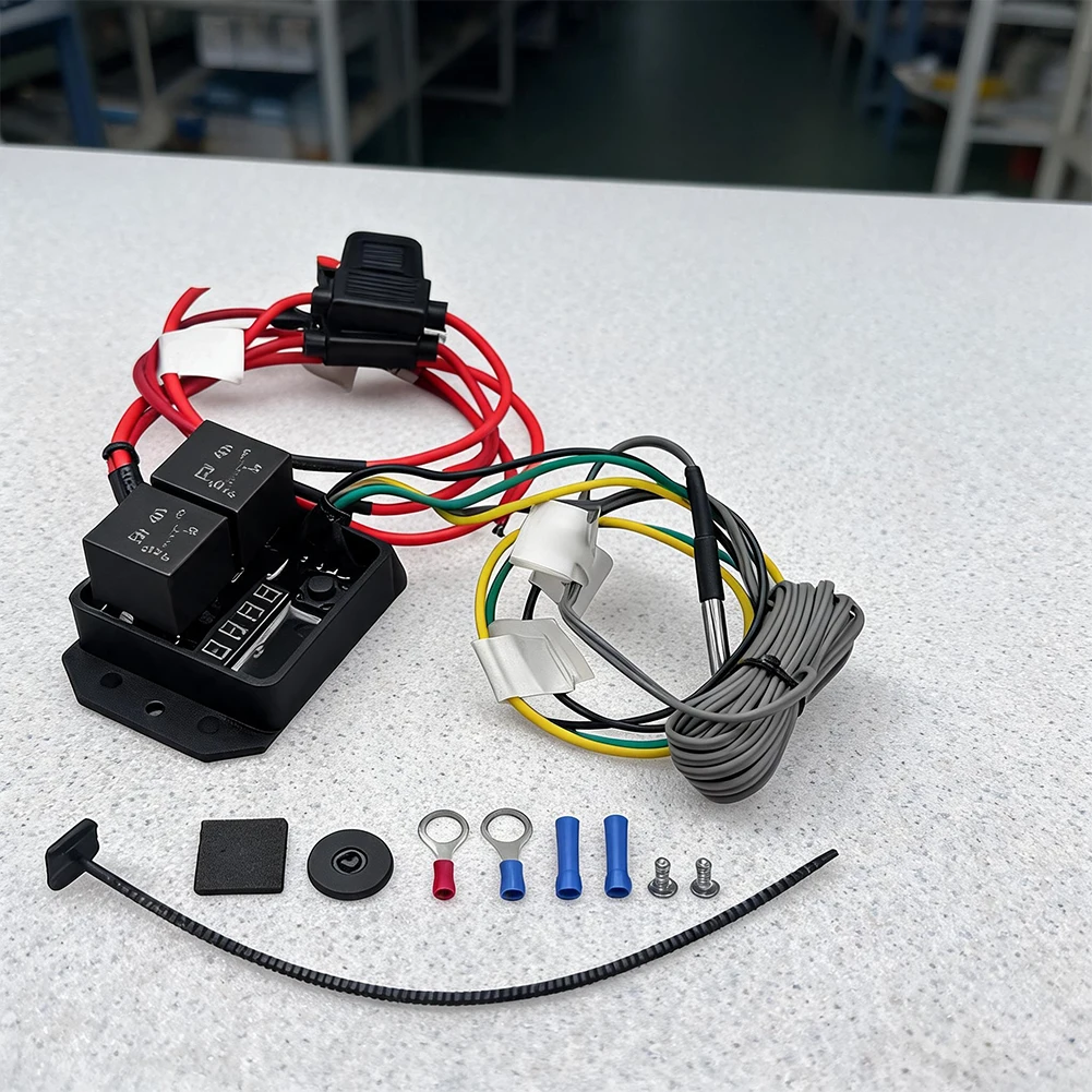12V24V Twin Fan Heat Dissipation Regulation Kit Display Thermal Setting Cooling Fan Control Module Auto Repair Practical Fitting