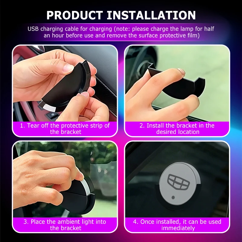 Car Interior LED Induction Light Auto Side Window Ambient Lamp For Geely Geometry C Tugella GC9 X7 GX3 CK GC6 LC EC8 CK2 CK3 view 6