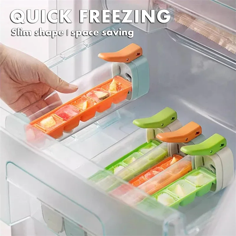 

1pc Quick-Freeze Easy Demould Ice Cube Maker with Handle Single Hand Press Ice Mould for Freezer Cocktail Juice Drink in Summer