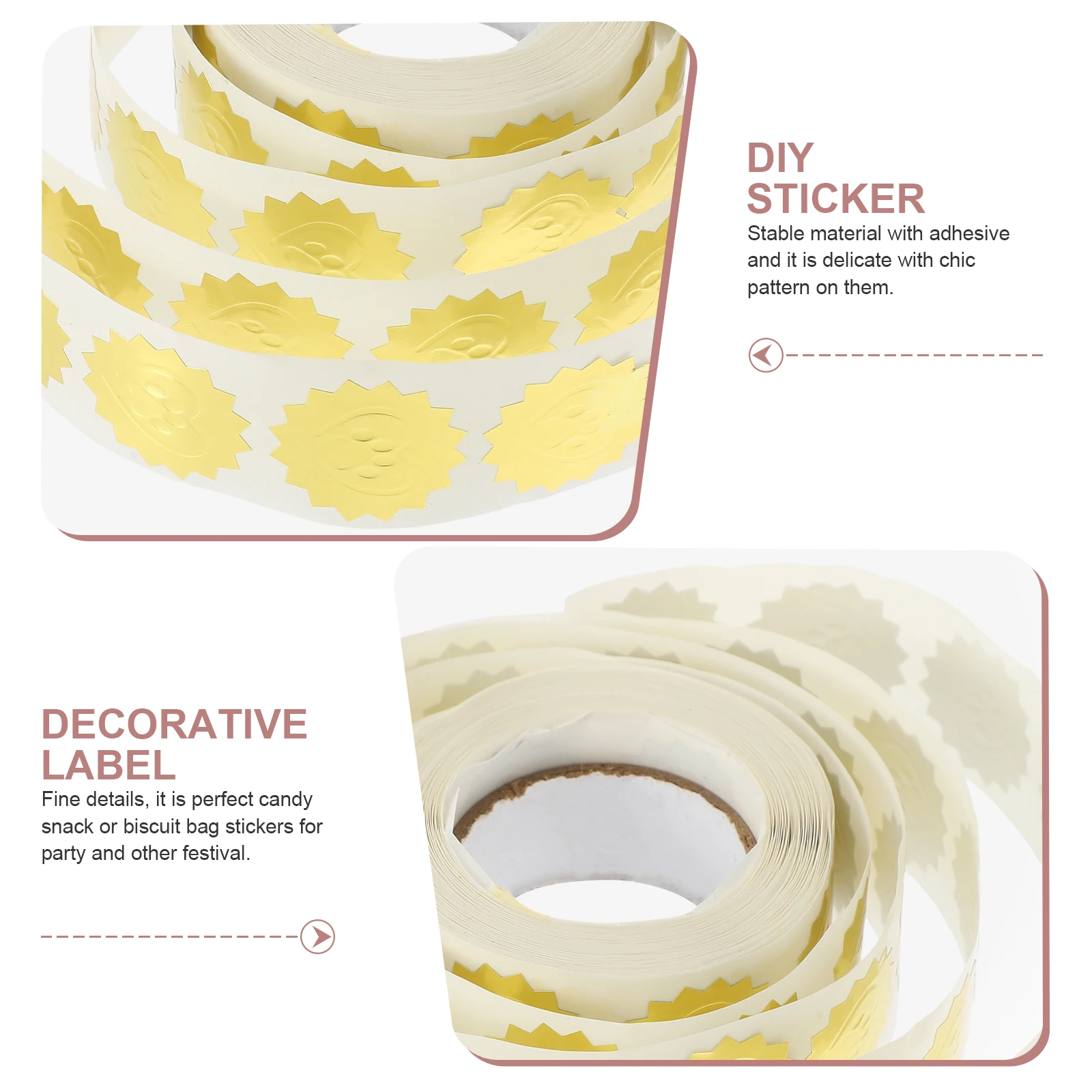 

Waterproof Labels Footprint Gear Stickers Golden Customizable Adhesive Wedding Invitation Decorative Gift Sealing