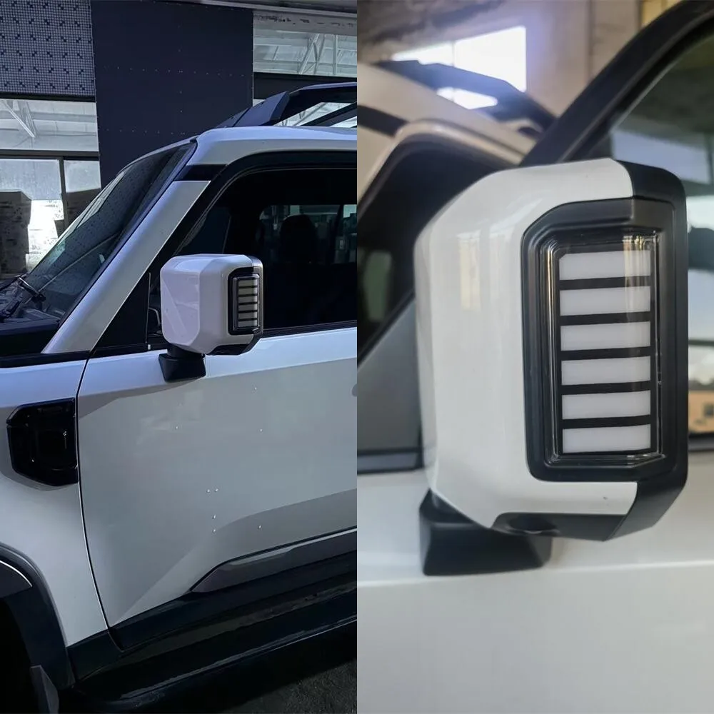 حافظة أضواء مرآة الرؤية الخلفية من يوليو كينج لسيارة تويوتا لاند كروزر LC250 2024 2025، 6000K DRL + إشارات الانعطاف الغاسل الأصفر