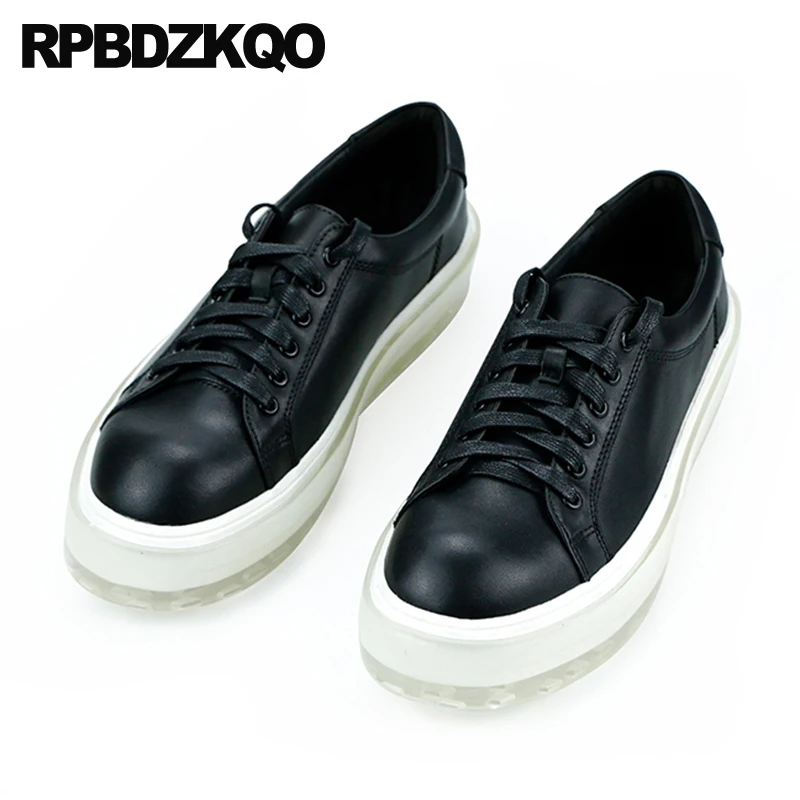 Trainers Clear Shoes Rubber Sole Men Sport Thick Flats Lace Up Full Grain Leather High Skate Pvc Sneakers Transparent Athletic