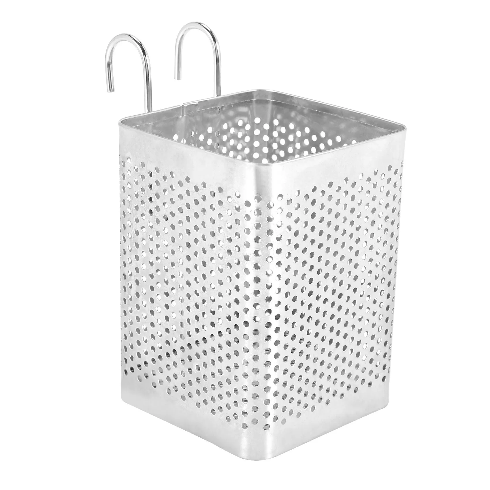 Stainless Steel Chopsticks Holder Hanging Cutlery Drying Basket Tableware Drainer with Hooks Kitchen Utensil(B)